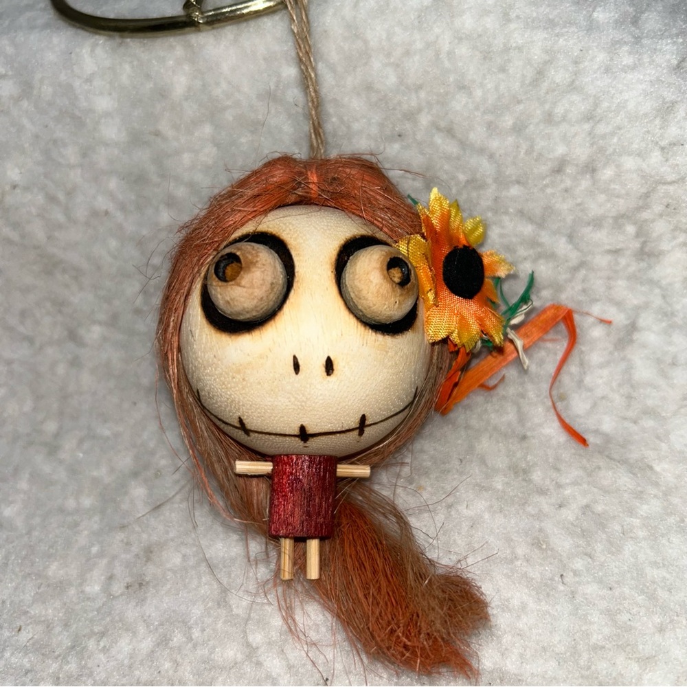 Pier 1 halloween ornament girl with sunflower Crazy Heads 4.5" halloween tree - Picture 2 of 10